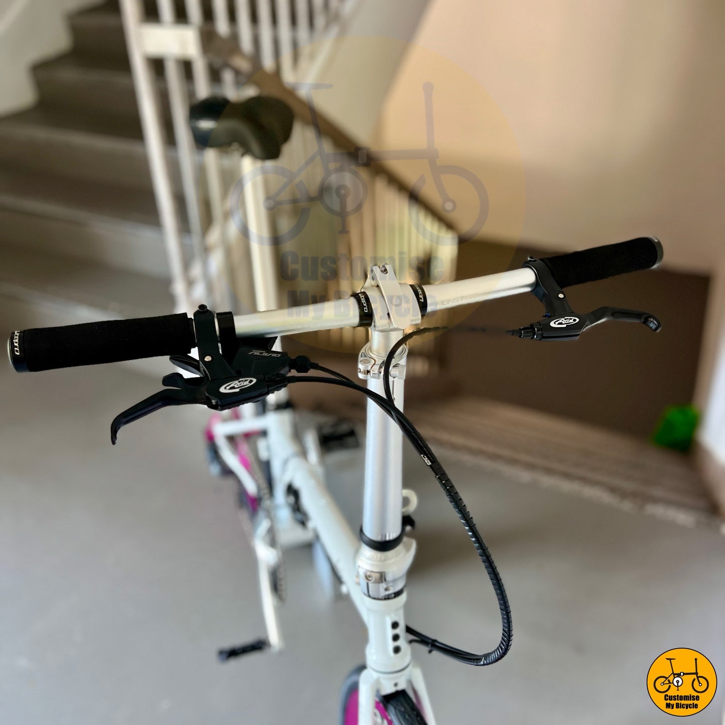 stylish pink-accented folding bicycle for vibrant theme