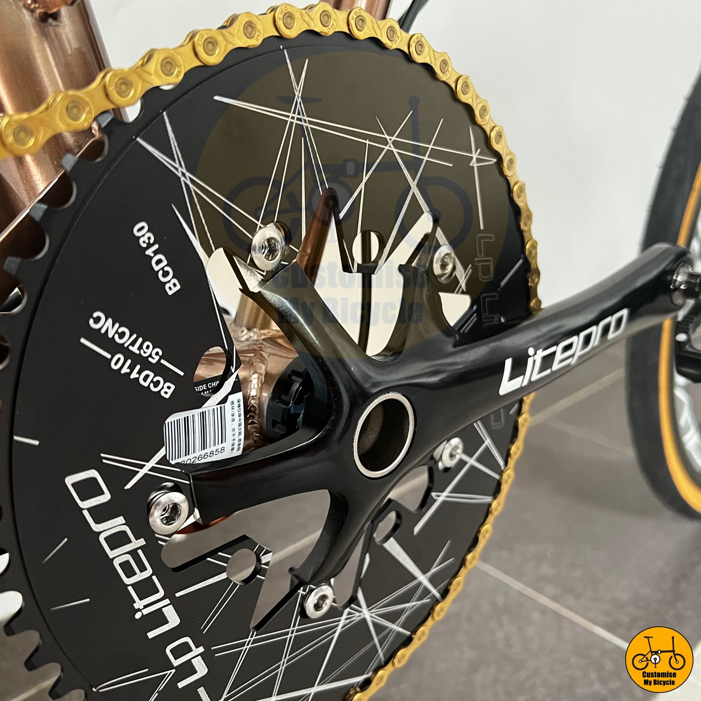 Litepro oval chainring 56t on foldie featuring advanced drivetrain technology and reliable shifting performance