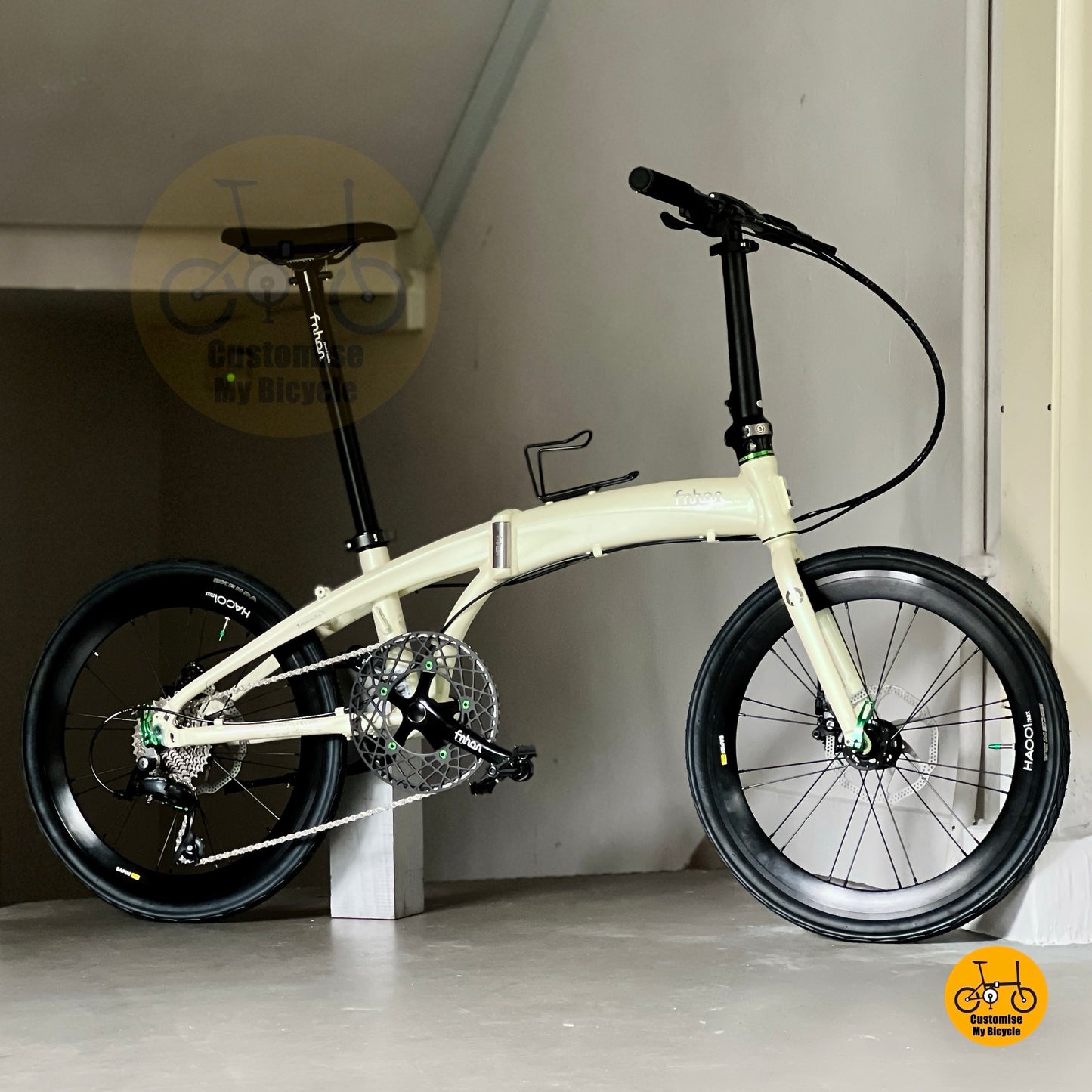 Basikal Lipat Fnhon Tornado 22 Inci Beige Shimano 9 Kelajuan Basikal Ringan Untuk Bandar