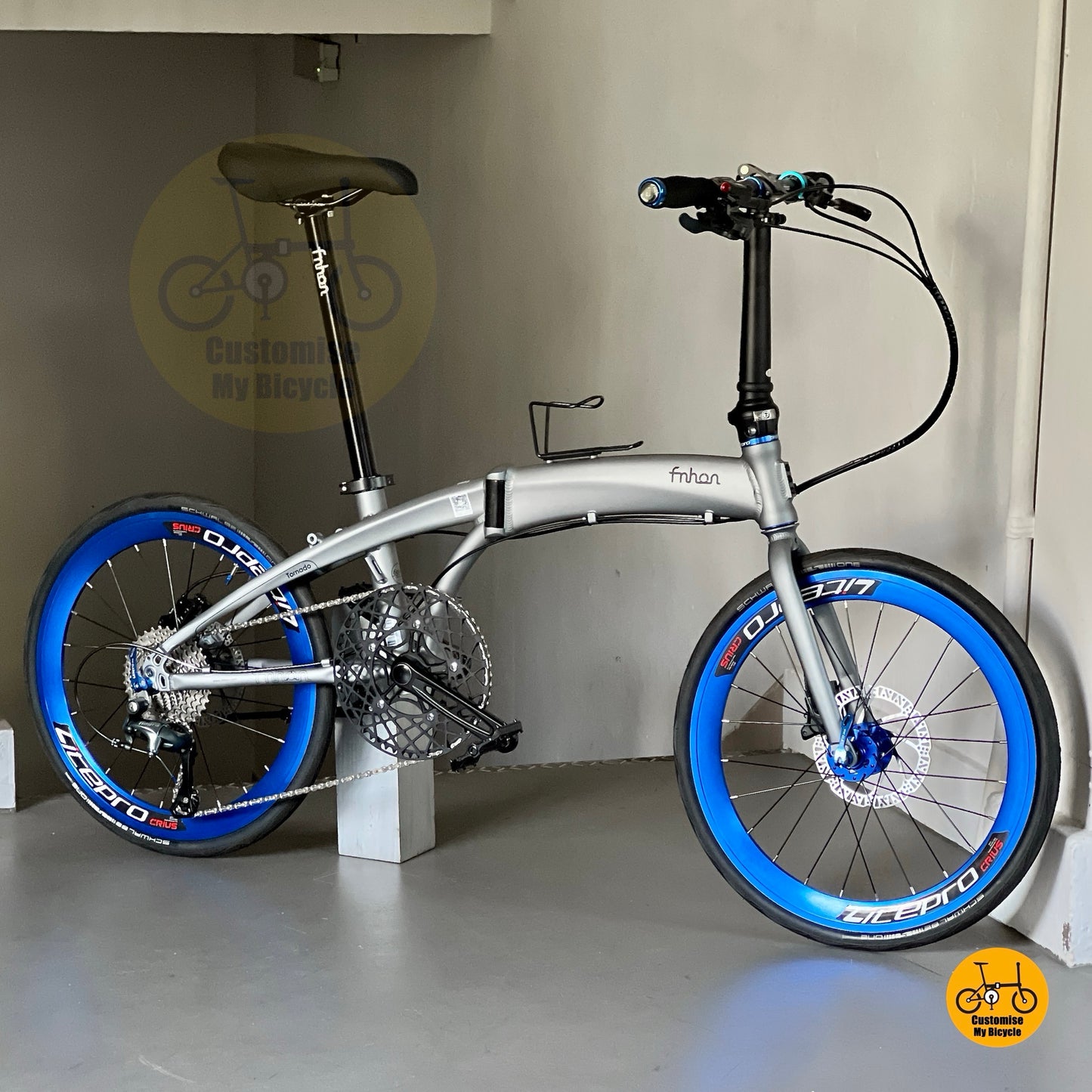 Basikal lipat Fnhon Tornado 22 inci Battleship Grey Shimano 10 kelajuan ringan