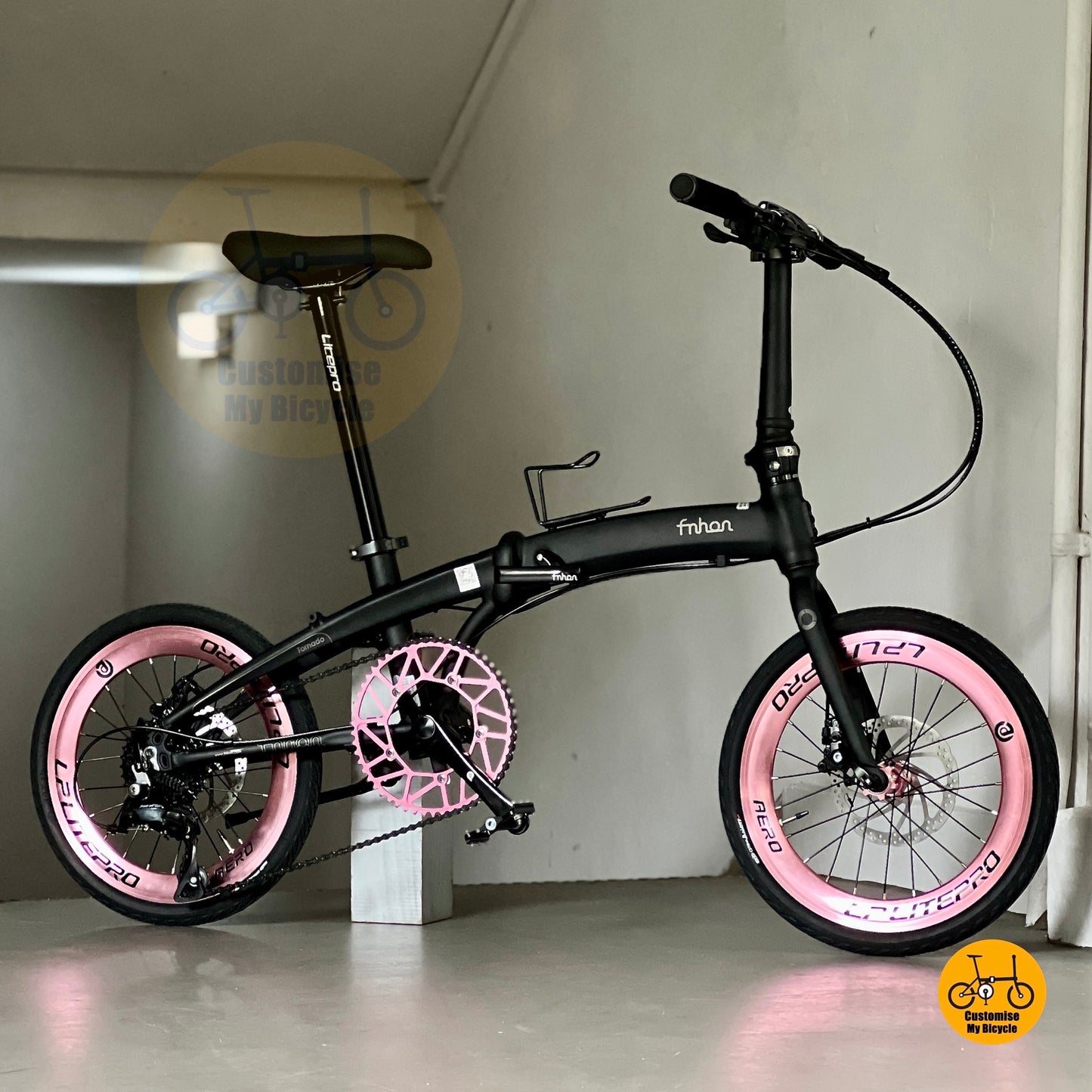 风行小海豚车架 mini Tornado 18寸 折叠车 消光黑色 禧玛诺9速 铝合金车架