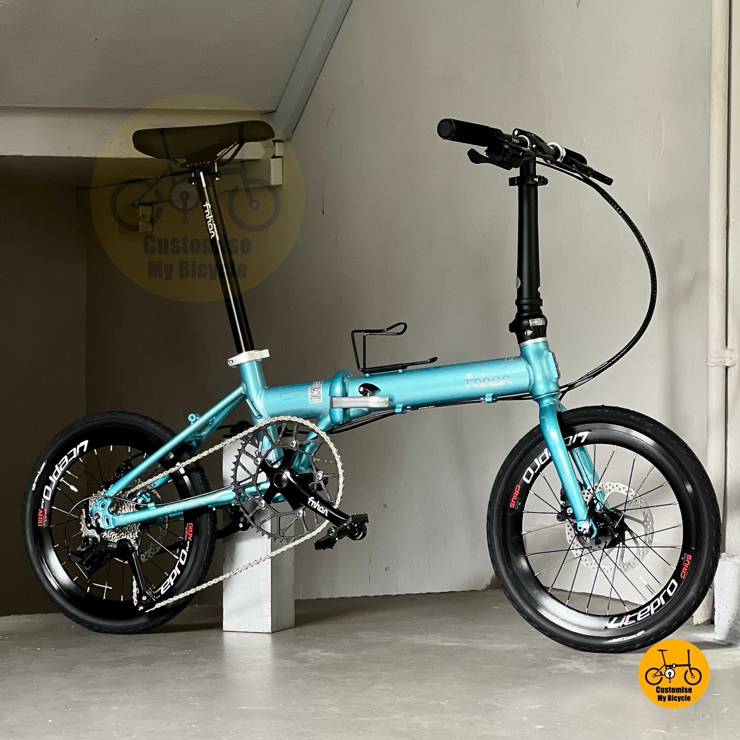Basikal Lipat Fnhon Zephyr 18 Inci Tiffany Blue Dengan Gear Ltwoo 9 Dan Rangka Aluminium