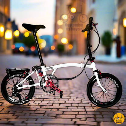 Crius Trifold 18-inch Folding Bike – White Frame with Shimano 9-Speed Gears
