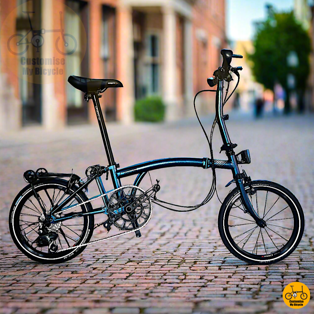 Crius Trifold 18-inch Folding Bike – Glossy Blue Frame with Schwalbe Marathon Racer Tyres
