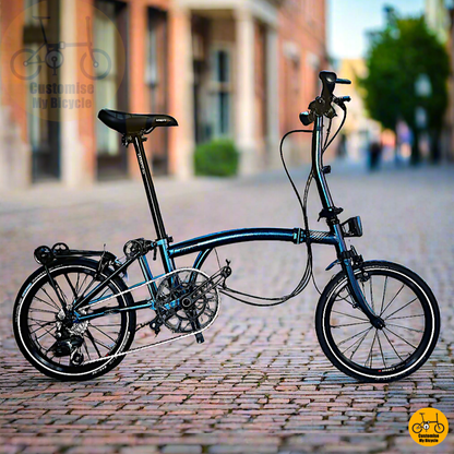 Crius Trifold 18-inch Folding Bike – Glossy Blue Frame with Schwalbe Marathon Racer Tyres
