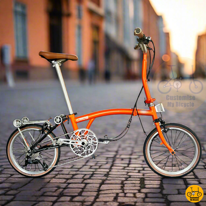 Crius Trifold 18-inch Performance Folding Bike – Orange Frame, City Commuter Ready
