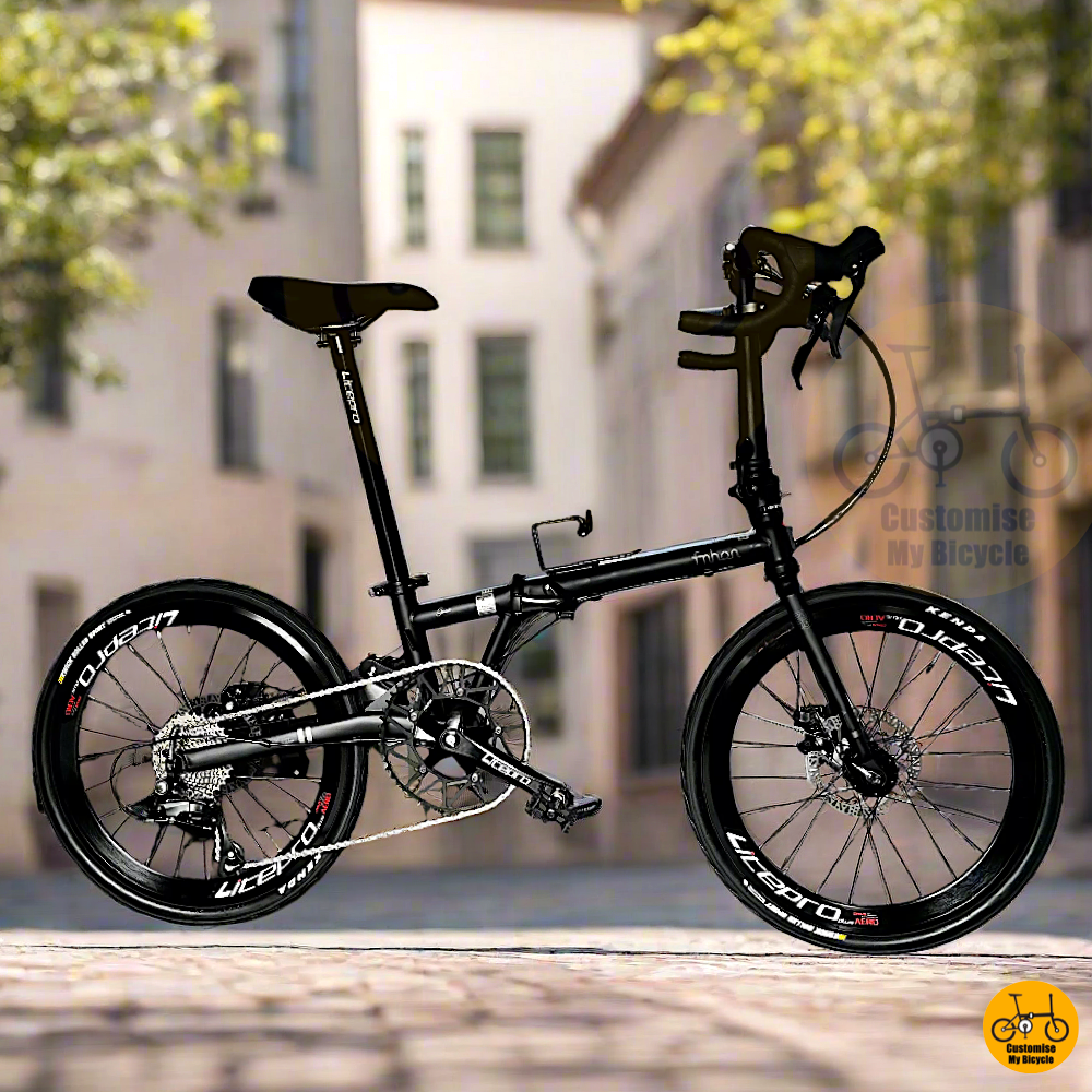 Fnhon Gust 22-inch Folding Bike – Matte Black Frame with Drop Bar
