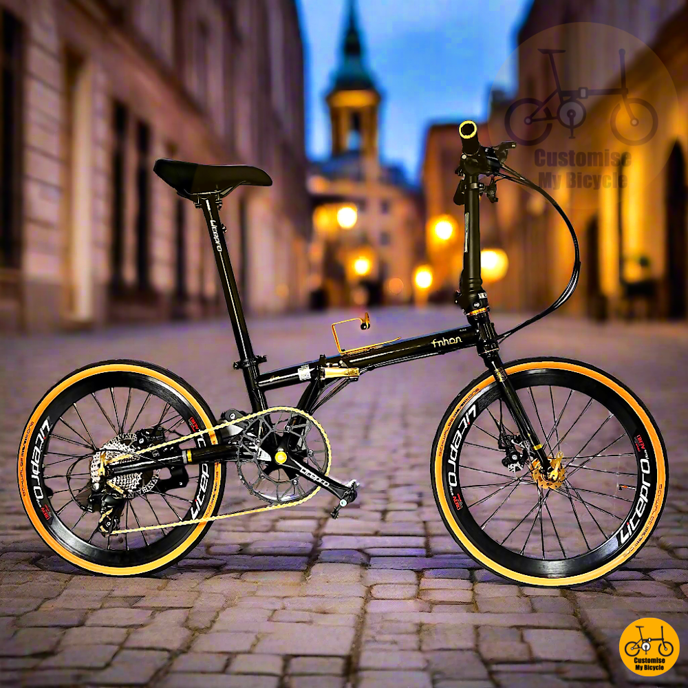 Fnhon Gust 22-inch Folding Bike – Black Gold Frame with Sporty Vibrant Look
