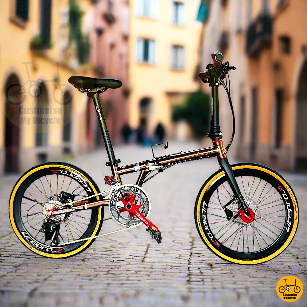 Fnhon Gust 22-inch Folding Bike – Rose Gold Frame & Shimano Tiagra 2x10 Speeds
