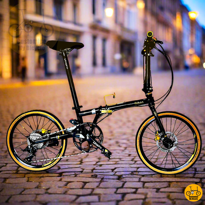 Fnhon Gust 22-inch Foldable Bicycle – Gold Shimmering, Clean, and Minimalist Design
