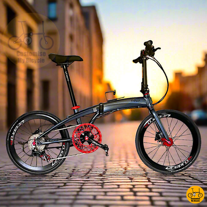 Fnhon Tornado 22-Inch Folding Bike – Sleek Galaxy Grey with Red Accents

