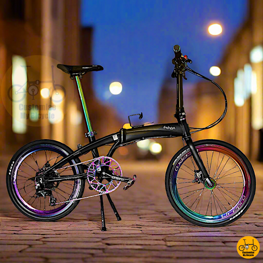 Fnhon Tornado 22” Matte Black – Sleek Foldable Bicycle with Oil Slick Accents
