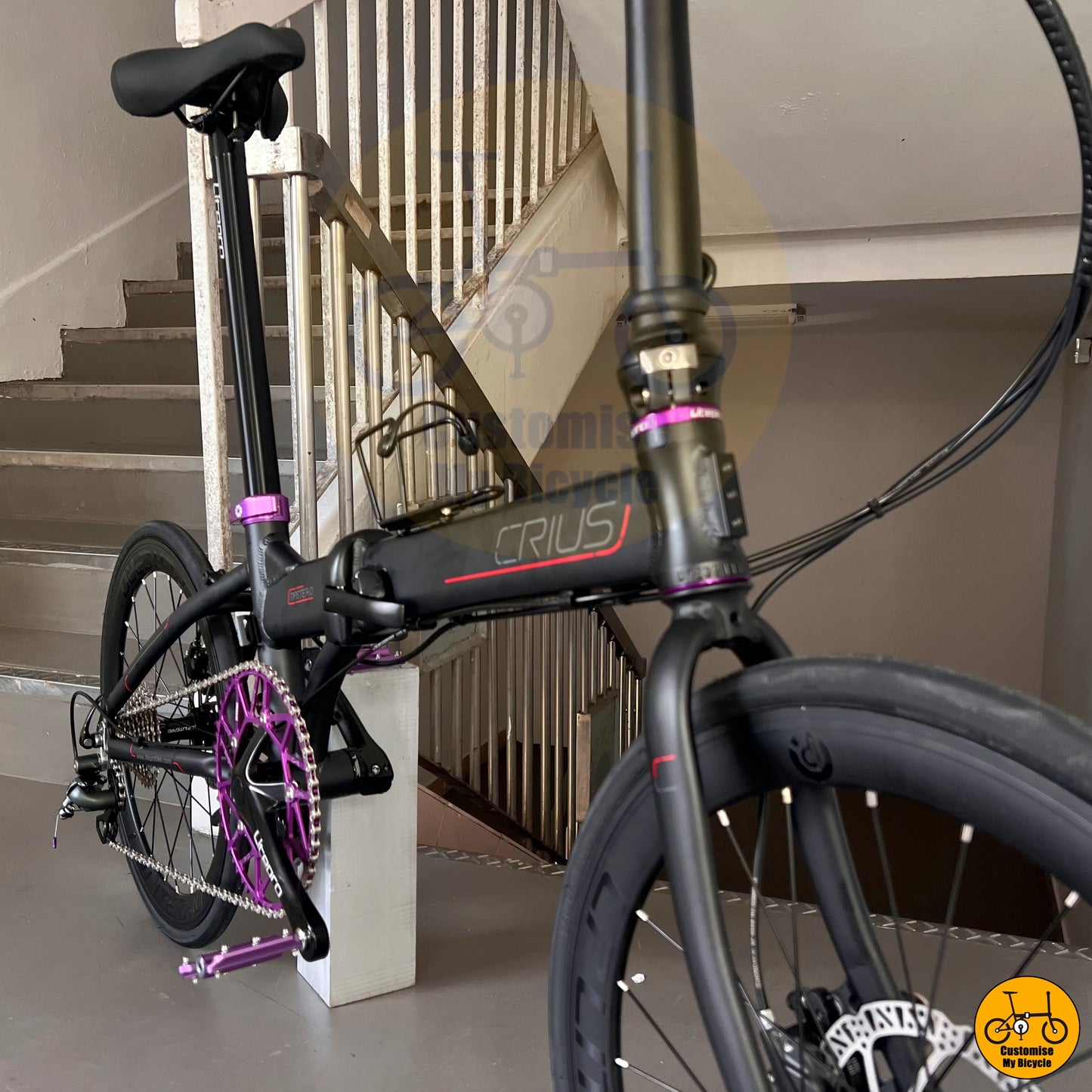 Purple Accent Crius Master 22-Inch Foldie – A Bold & Unique Design for Cyclists

