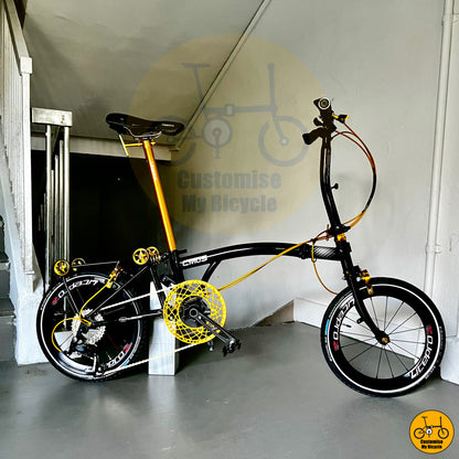 Crius Trifold 18-inch Premium Foldie – Stylish Commuter Bike with Gold Accents
