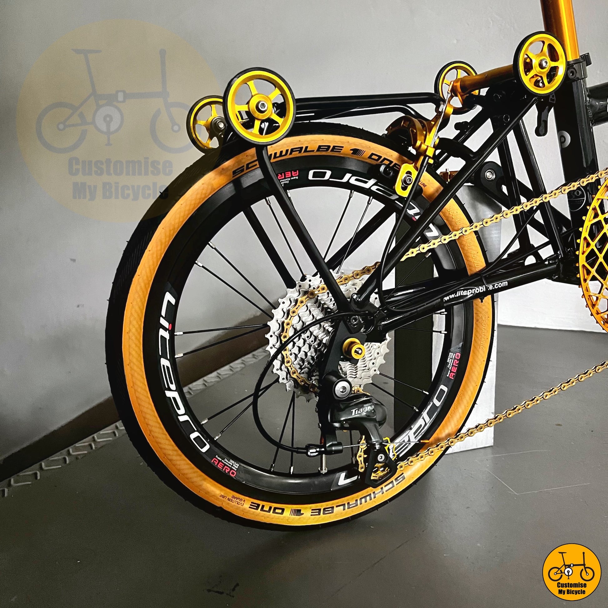 Crius Trifold featuring a stylish black and gold color scheme
