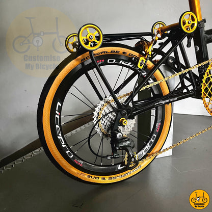 Crius Trifold featuring a stylish black and gold color scheme
