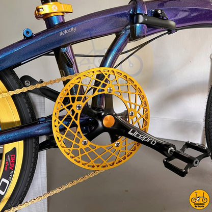 Elegant & Stylish Foldable Bike – Gold Accents & Chameleon Blue Frame
