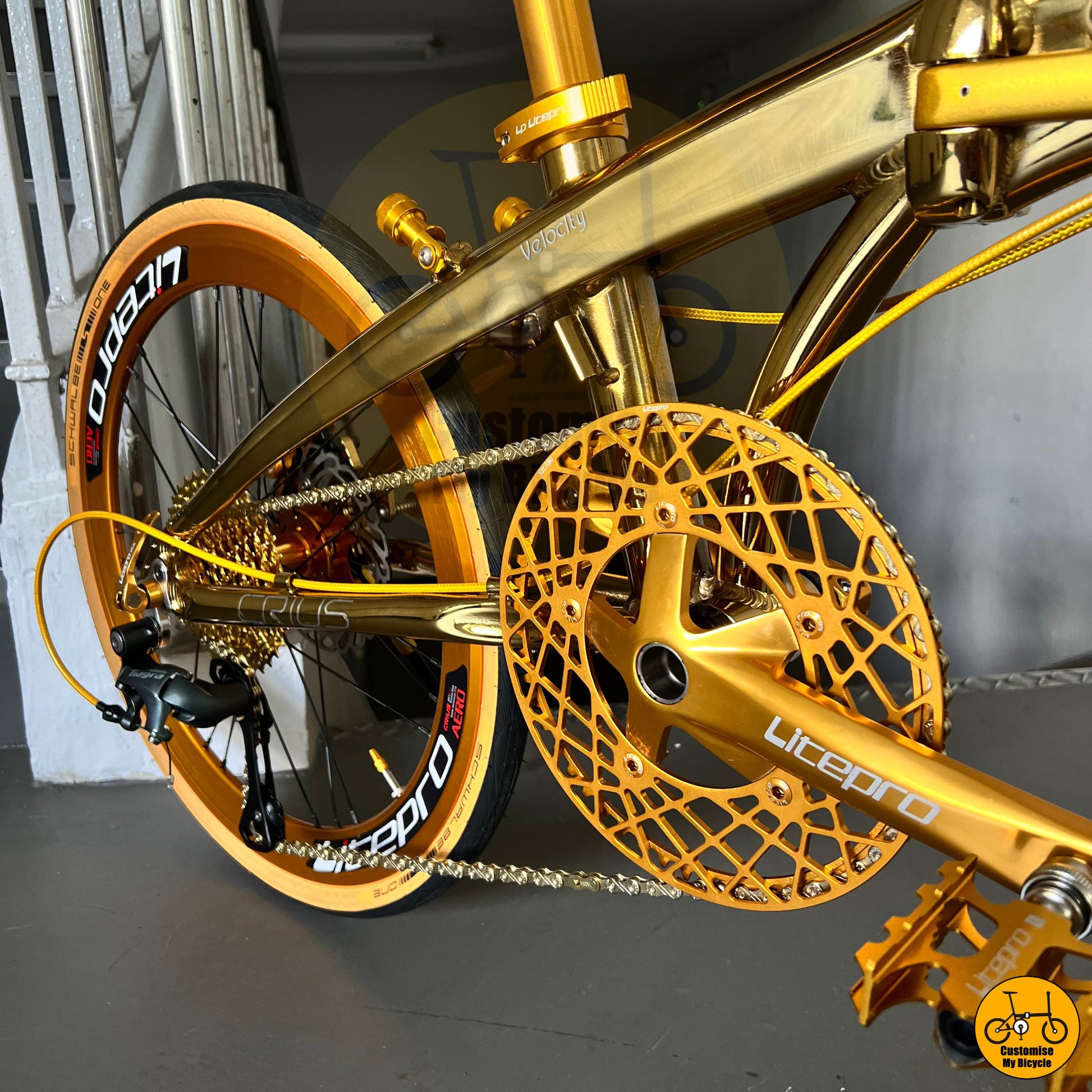 Exclusive Gold Foldable Bike – High-Spec Crius Velocity 22-inch for Cyclists
