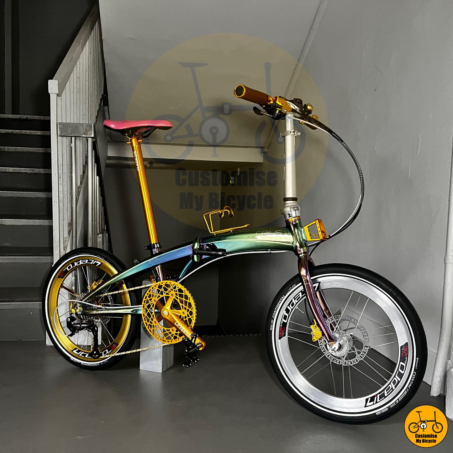 Crius Velocity 20-inch Foldable Bicycle – Premium Commuter Bike with Oil Slick Frame
