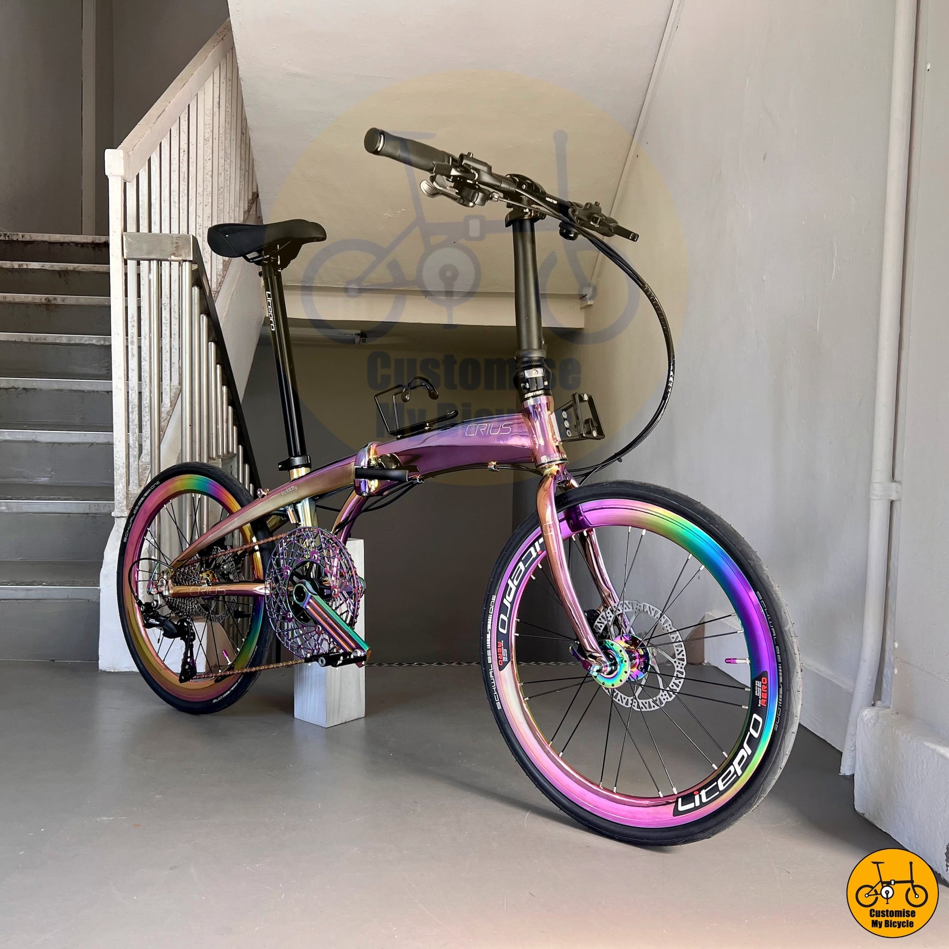 Crius Velocity 22-inch Foldable Bicycle – Aurora Chameleon Design for a Standout Ride
