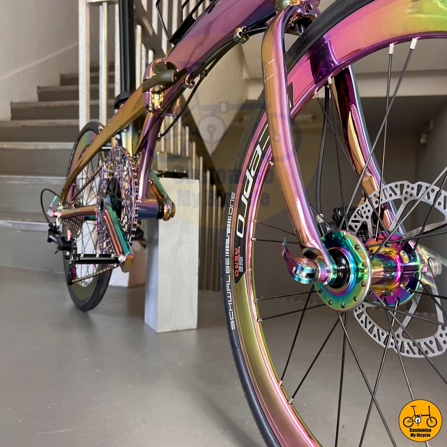 Litepro aero rims with a colorful rainbow gradient
