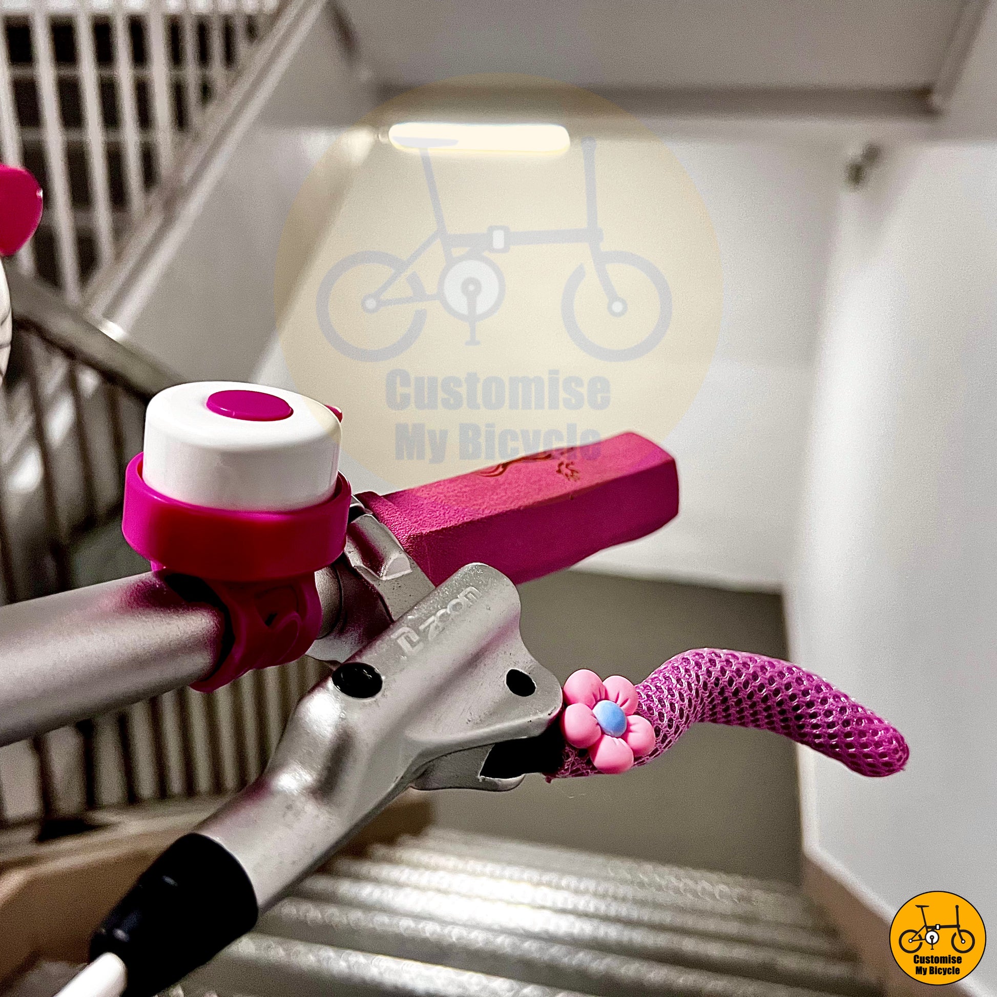 Hello Kitty-themed bicycle grips and accessories on Crius Velocity 22-inch bike
