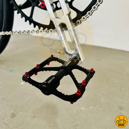 Promend M86C Pedals on Polished silver frame with an elegant finish for a sleek city ride
