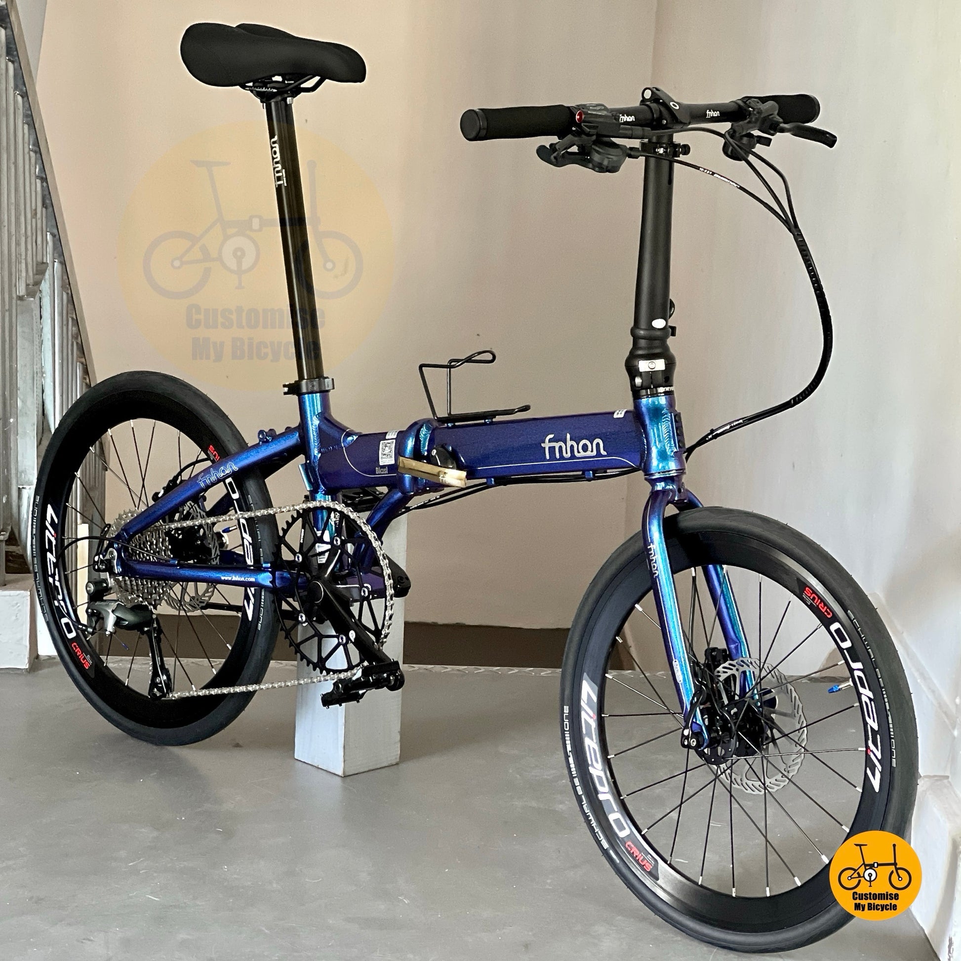 Sepeda lipat Fnhon Blast 22 inci Chameleon Blue Shimano 10 speed ringan
