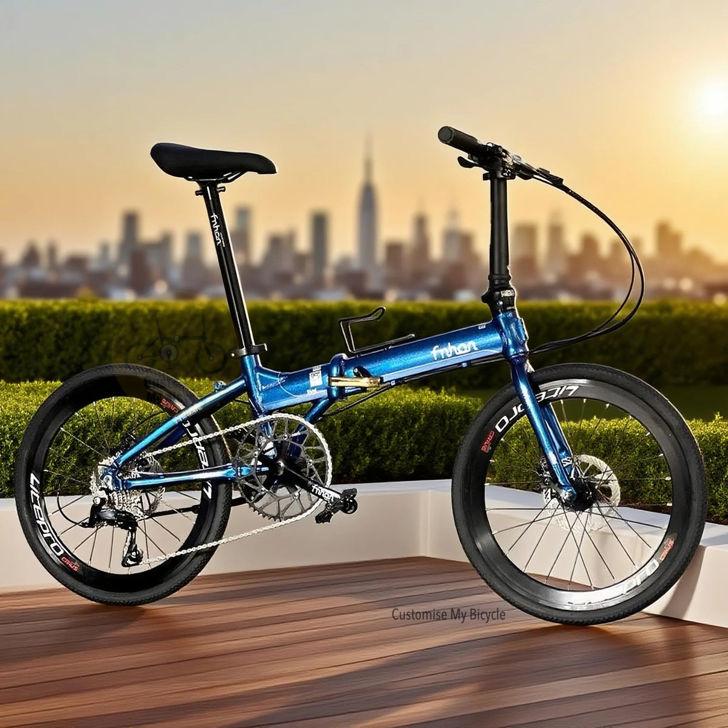 Folding Bike Fnhon Blast 22 Inch Chameleon Blue Shimano 9 Speed Foldable Bicycle Lightweight Alloy Frame Urban Commuter

