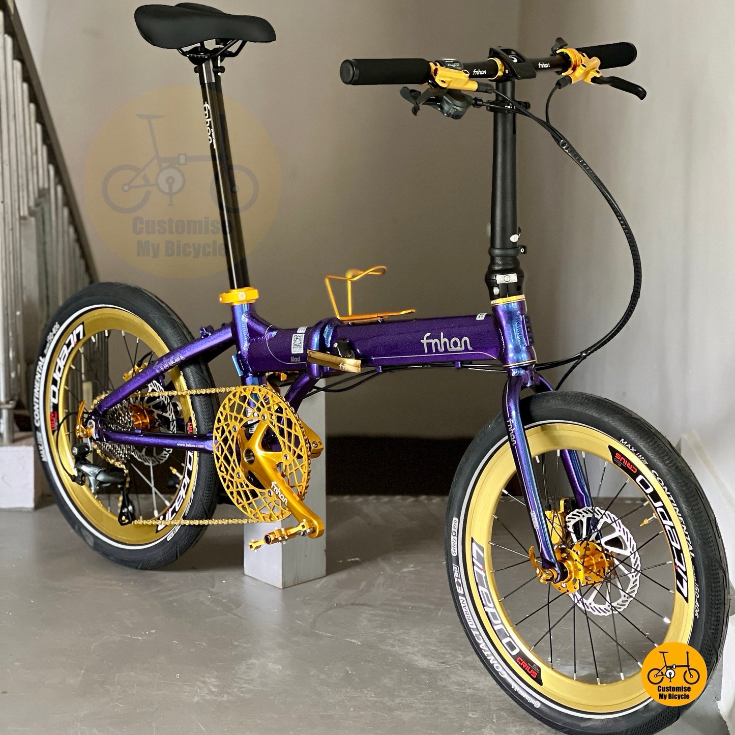 Fnhon Blast 20 Inch Chameleon Blue Foldable Bicycle Shimano Tiagra 10 Speeds Continental Contact Urban Tyres Lightweight City Bike