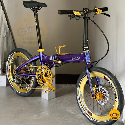 Fnhon Blast 20 Inch Chameleon Blue Foldable Bicycle Shimano Tiagra 10 Speeds Continental Contact Urban Tyres Lightweight City Bike
