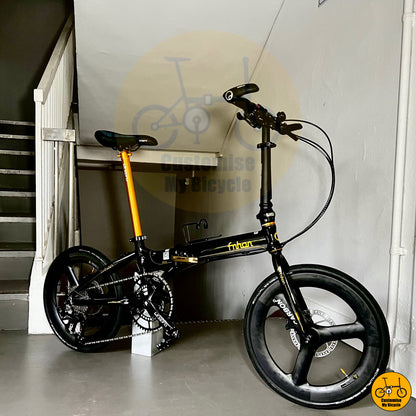 Compact & Stylish Fnhon Blast 20” Black Gold City Folding Bicycle Dahon Tern Compatible