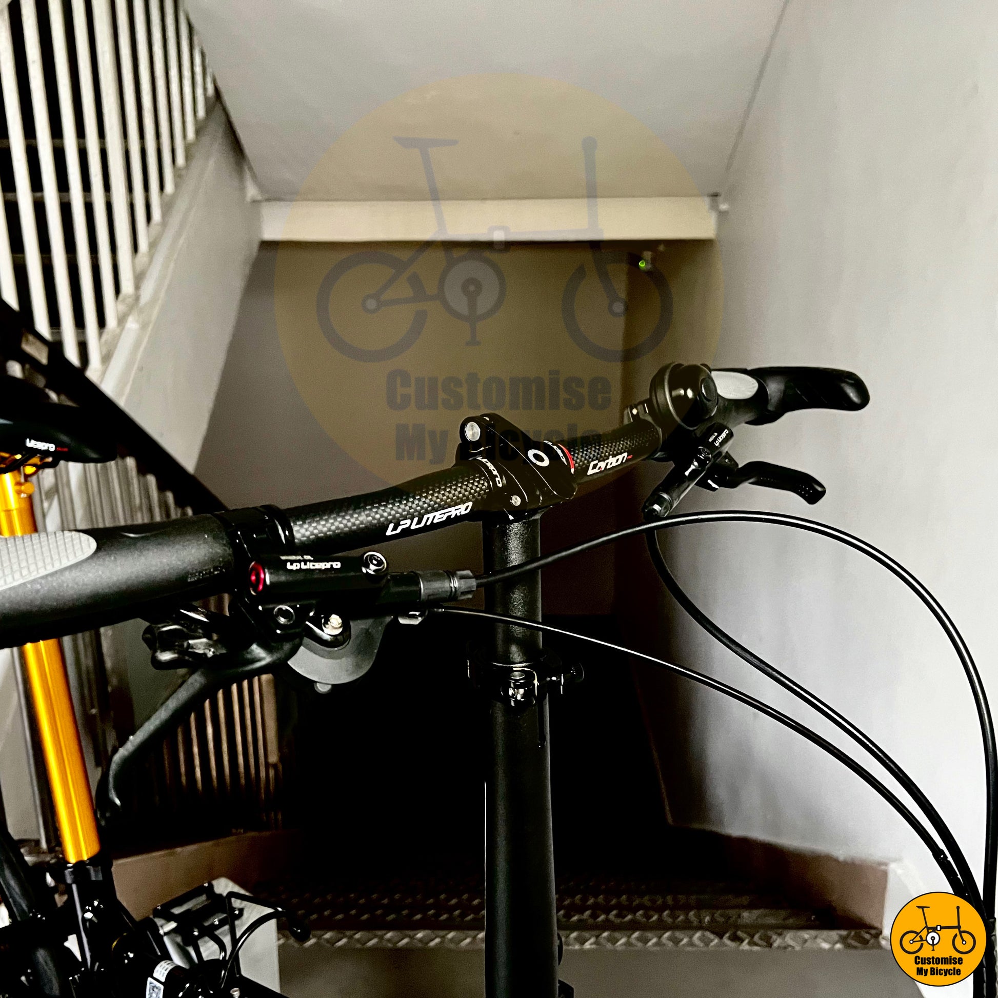 Litepro carbon lightest bar on Black Gold Fnhon Blast 20” Foldable Bicycle – Perfect for Commuters & Enthusiasts
