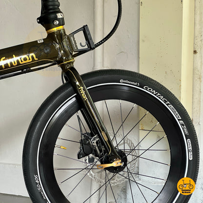 Fnhon Blast folding bicycle Litepro high profile front wheel close up folding bike wheelset
