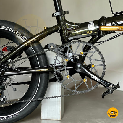 Fnhon Blast folding bike Fnhon Litepro lightweight crankset close up folding bicycle drivetrain
