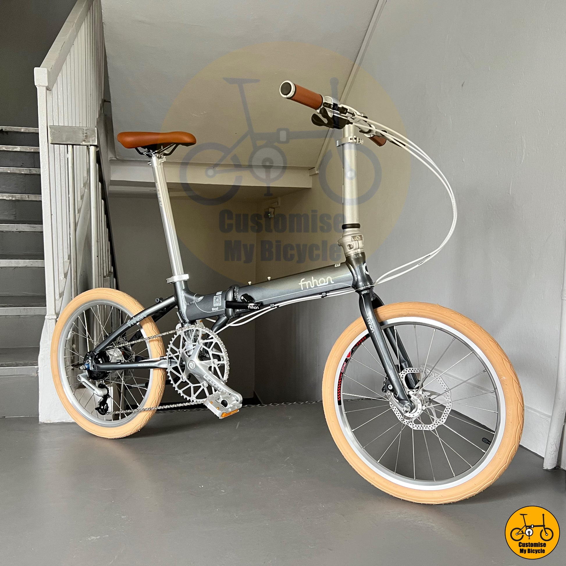 Dolphin Grey Fnhon Blast 20-Inch Folding Bicycle – Lightweight & Stylish