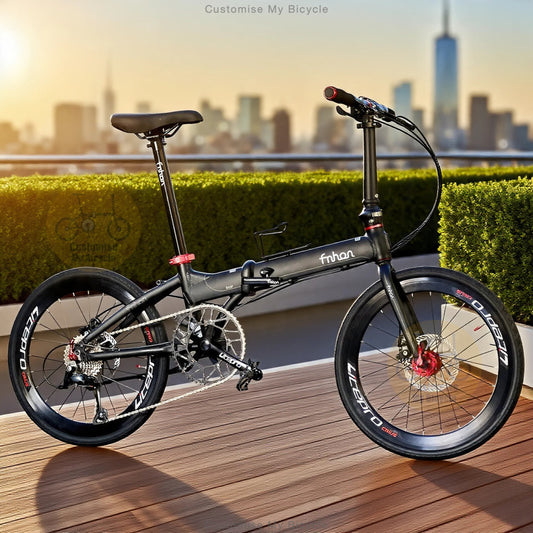 Folding Bike Fnhon Blast 22 Inch Matte Black Shimano 9 Speeds Lightweight Aluminium Folding Bicycle