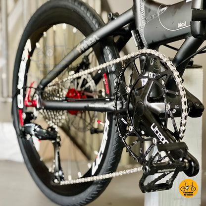 Close up of Shimano 9 gears on Fnhon Blast folding bike