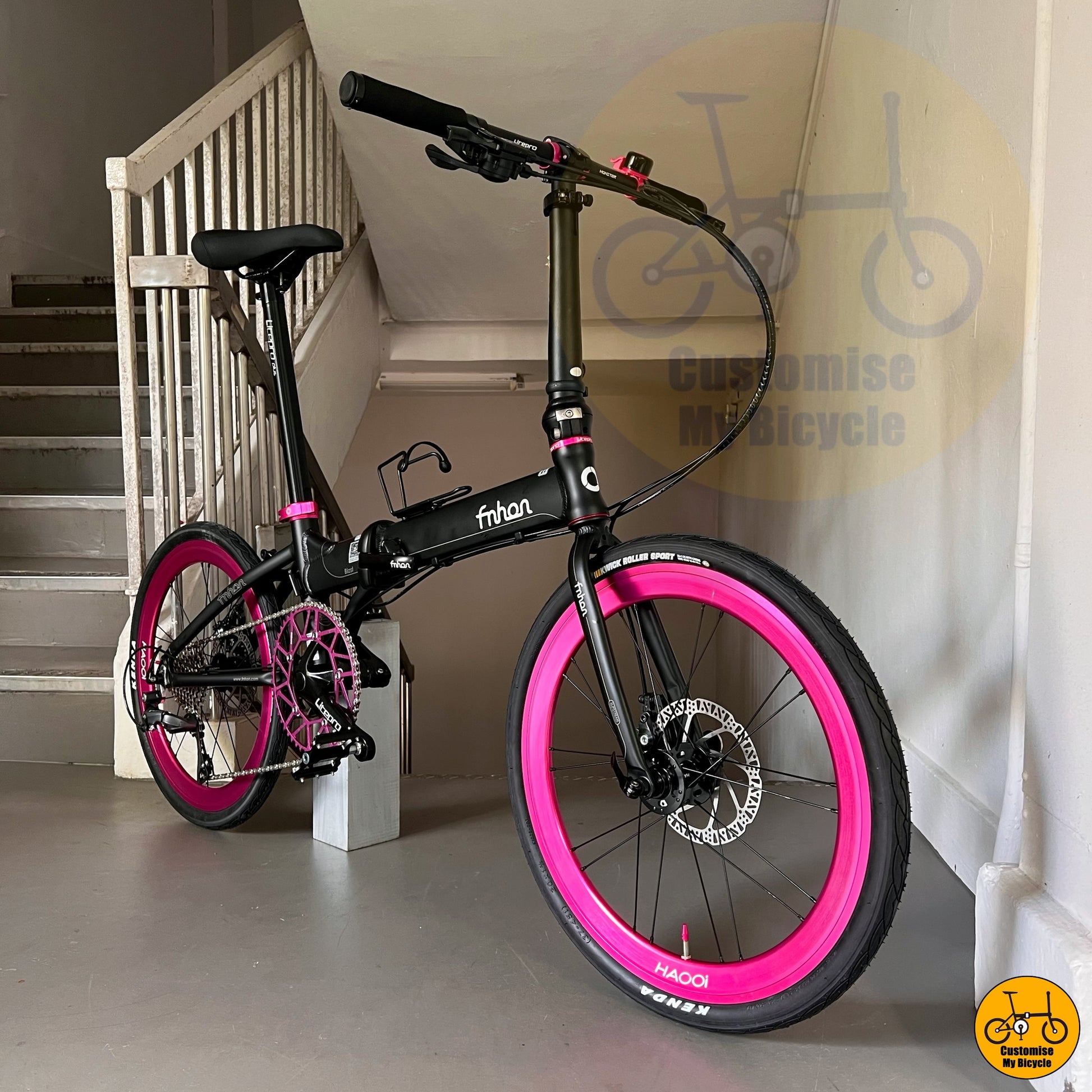 Matte Black & Hot Pink Fnhon Blast 22-Inch Foldable Bicycle – A Standout Foldie
