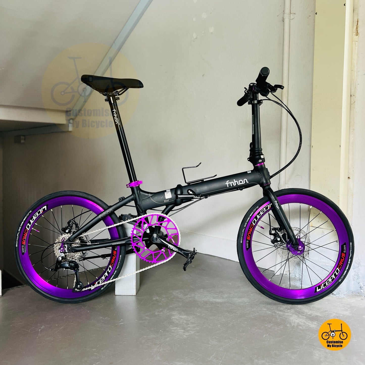 Basikal Lipat Fnhon Blast 22 Inci Matte Black Shimano 9 Gear Roda Litepro Tayar Schwalbe One Basikal Lipat Aluminium Komuter
