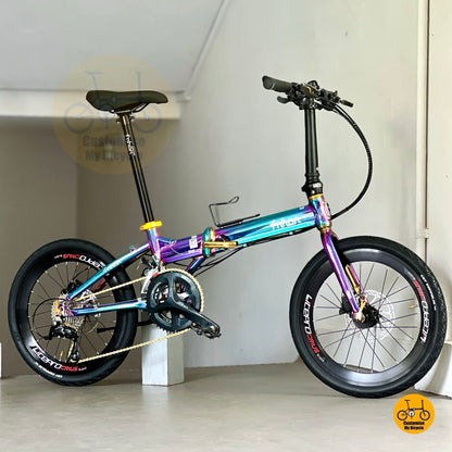 风行 KAD2018 Fnhon Blast 20寸 炫彩色 折叠自行车 禧玛诺2x9 变速 铝合金超轻车架