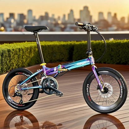 Fnhon Blast 20 Inch Folding Bike Oil Slick Shimano 2x9 Hydraulic Disc Brake

