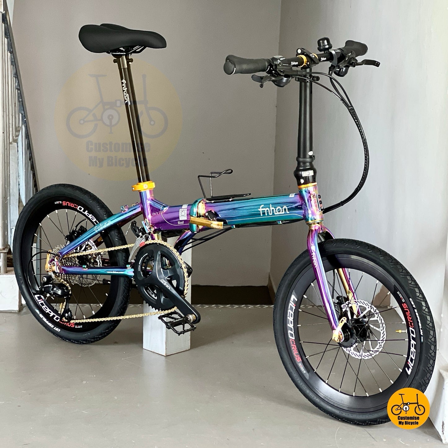 Sepeda Lipat Fnhon Blast 20 Inci Oil Slick Shimano 2x9 Kecepatan
