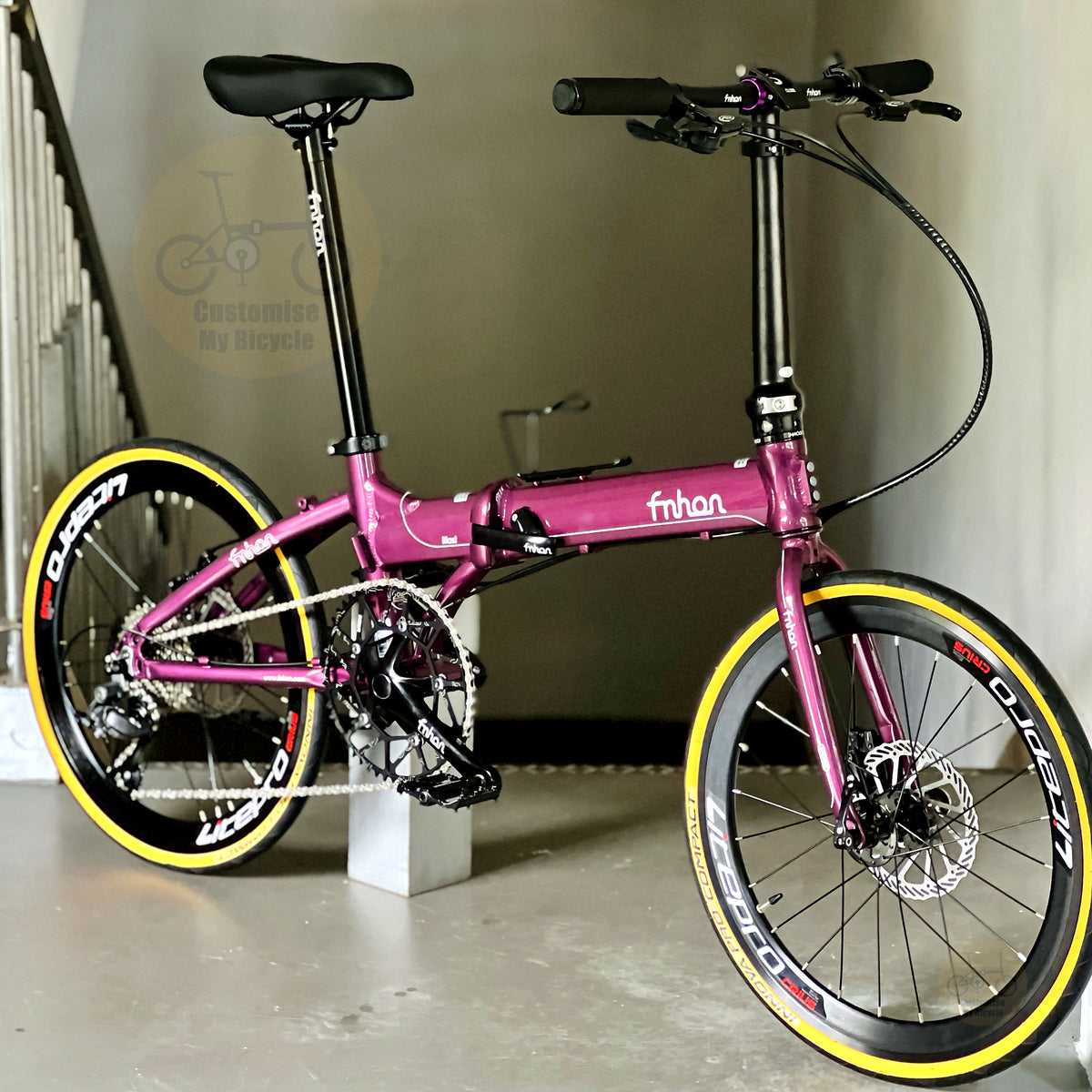 Fnhon Blast 22" Royale Purple foldable bicycle with Shimano 9 gears
