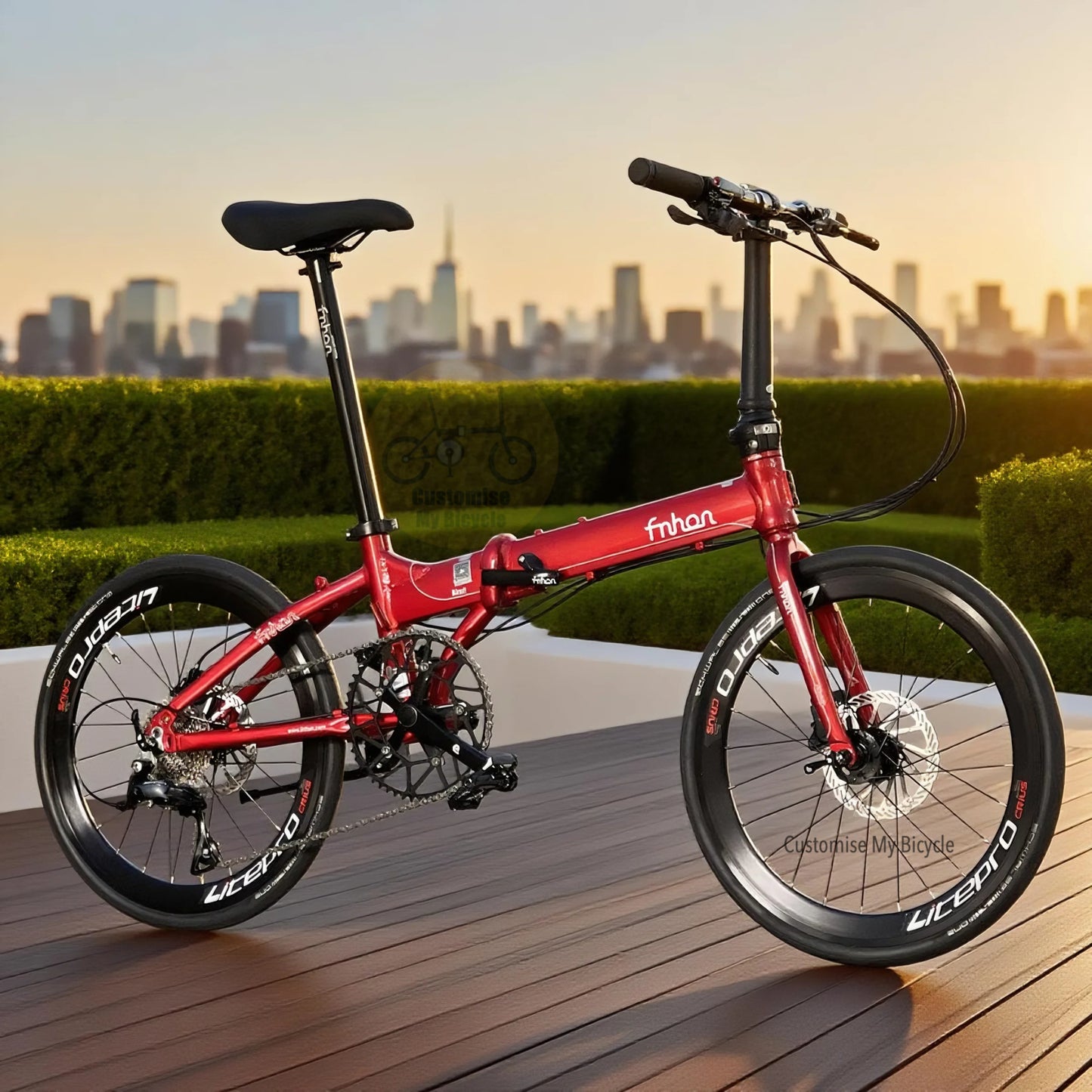 Fnhon Blast 22 Inch Ruby Red Folding Bicycle With Shimano 9 Gears Lightweight Alloy Frame
