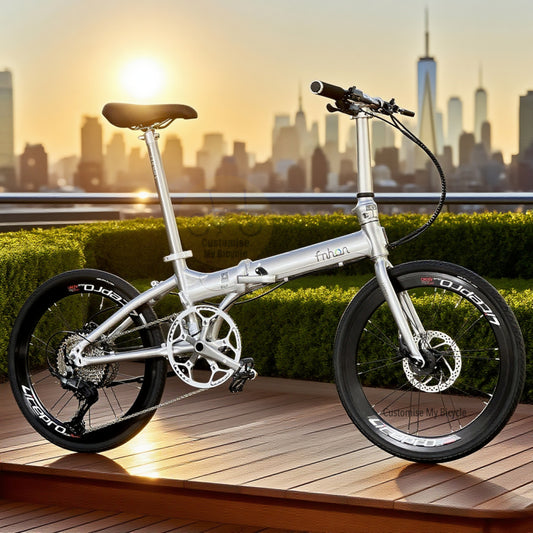 Fnhon Blast 22 Inch Folding Bike With Lightweight Aluminium Frame Shimano 12 Gears Polished Silver
