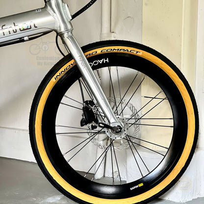 Fnhon Blast 20" Polished Silver folding bike frame material colour detail