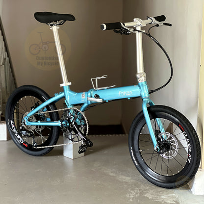 Fnhon Blast 20" Tiffany Blue foldable bicycle with Shimano 9 gears