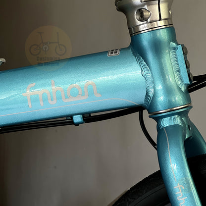 Fnhon Blast 20" Tiffany Blue folding bike with Mechanical wired disc brake