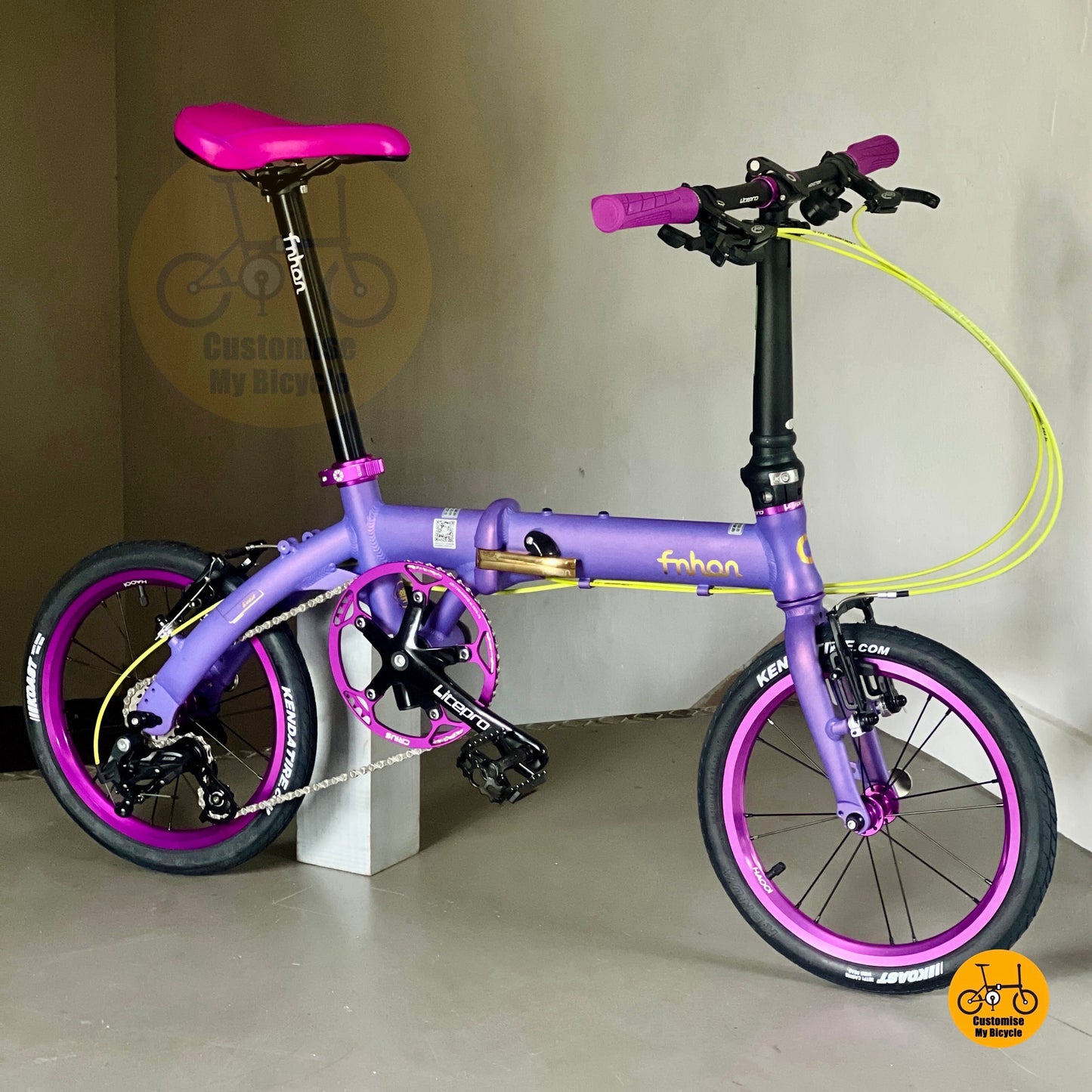 Eva inspired folding bike with shimmer purple finish  
